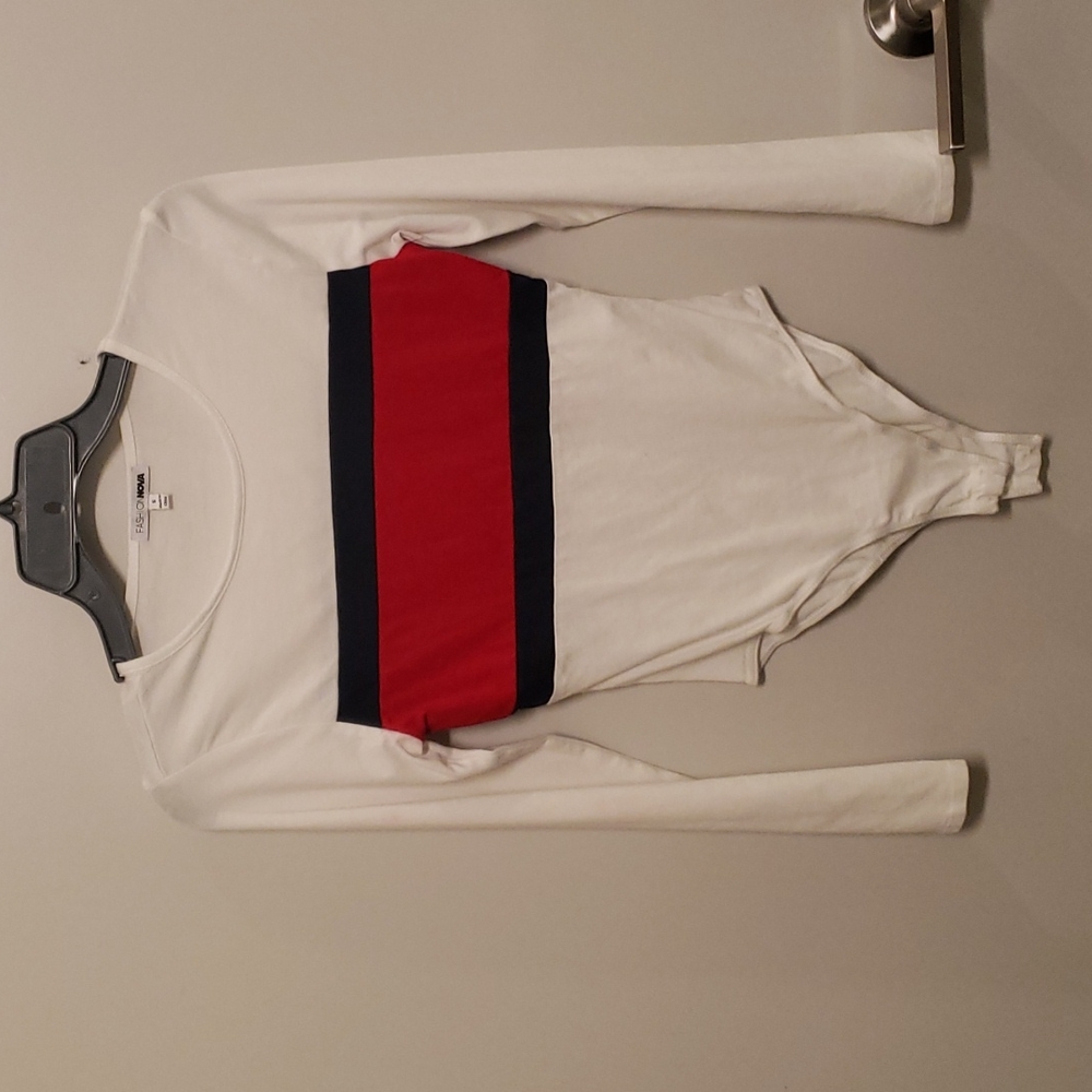 Red and Blue Striped Bodysuit